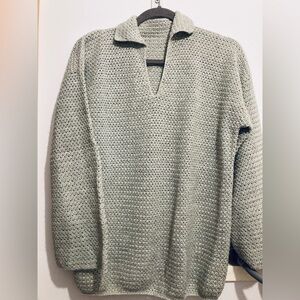 Hand crocheted mohair pullover sweater pale green
